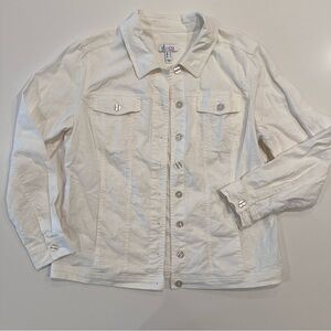 Denim&Co Linen Cotton Blend Button Up‎ Jacket Size Medium